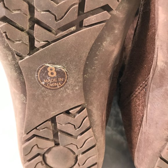 CA collection by Carrini Sweater suede winter tall boots 1/4 zipper side pom pom - Picture 6 of 9